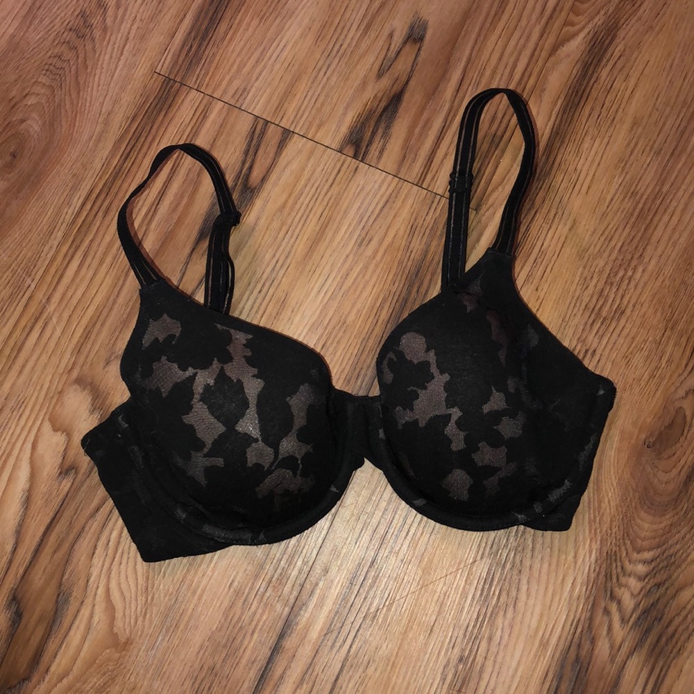 Black & Nude Floral Bra